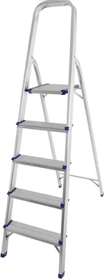 Immagine prodotto di Scala pieghevole in alluminio - Scala domestica, scala per la cucina - Sicurezza durante i lavori - Leggera e pieghevole - 5 gradini - Argento