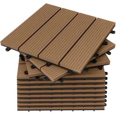 Produktbild von DEUBA® WPC Fliesen 30x30 cm Stecksystem Zuschneidbar Drainagesystem Terrasse Balkon Garten Klickfliese Klassik Terrakotta