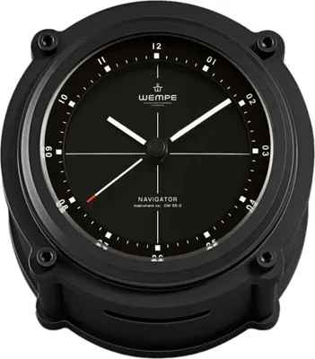 Immagine prodotto di Wempe - CW550003 - Orologio da nave al quarzo - 130mm - Alluminio nero - Numeri arabi - NAVIGATOR II