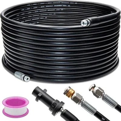 Produktbild von Hochdruckreinigungsset - 15 m - inkl. 2 Sprühköpfe - Adapter - Abwasserreiniger - Schlauch - Hochdruckreiniger 180 bar