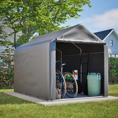 Produktbild von Gerätehaus Garagenzelt Carport Folienzelt Gartenschuppen Fahrradgarage Lagerzelt Aufbewahrungsgarage Auto Motorrad Schutz Unterstand 157x218x166cm