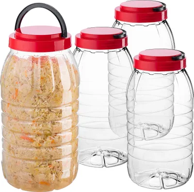 Produktbild von KADAX Vorratsglas 5L mit Deckel, 4 Stück, Vorratsdose aus PET Kunststoff, Küchenbehälter, Kunststoffbehälter für Lebensmittel, Aufbewahrungsglas, Lebensmittelbehälter