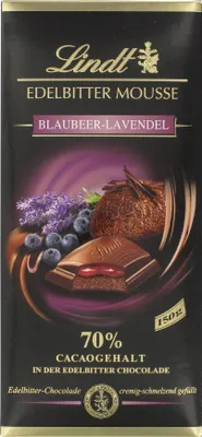 Produktbild von Lindt Edelbitter Mousse Blaubeer-Lavendel 70% (150 g)