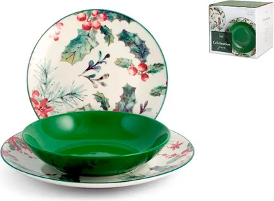 Immagine prodotto di H&H Servizio Natalizio 18 Pezzi Celebration Verde