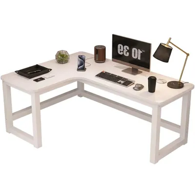 Obrázok produktu pre Rohový herný stôl, biely, 120 cm, moderný počítačový stôl v štýle loft