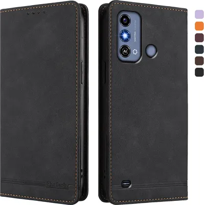 Immagine prodotto di Custodia per ZTE Blade A53, custodia retro in Finto cuoio con supporto e slot per schede Nero