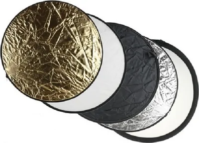 Produktbild von 5in1 Faltreflektoren Set - ca. 80cm - gold, silber, schwarz, weiß und Diffusor