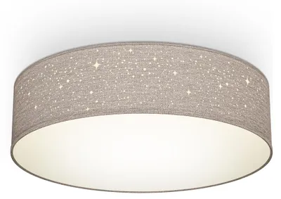 Image de B.K.Licht plafonnier tissu taupe avecReproduction étoile, éclairage plafond chambre, salon, salle à manger, 2 douilles E27 pour ampoules de 40W max, Ø38cm