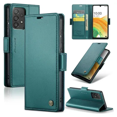 Image de Galaxy A33 5G Housse, étui en cuir portefeuille porte-carte avec fonction stand pour Samsung Galaxy A33 5G Vert