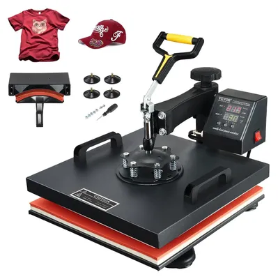 Immagine prodotto di Macchina termica 2-in-1 - Stampante a sublimazione - Stampa su tessuto - Display digitale LCD - 38 x 38 cm - Nero