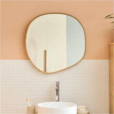 Image de Miroir galet chêne LEONIE 60x60cm