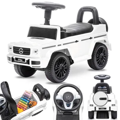 Immagine prodotto di Scivolo con spinta e musica da 1 anno auto Scooter auto Mercedes Benz G350d bianco