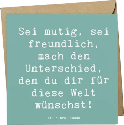 Produktbild von Mr. & Mrs. Panda Grußkarte Spruch Freundlichkeiten verbreiten - Meeresbrise - Geschenk, Zuversicht, Welt verbessern, Lebenshilfe, faltkarte, positive Botschaft, Hoffnung