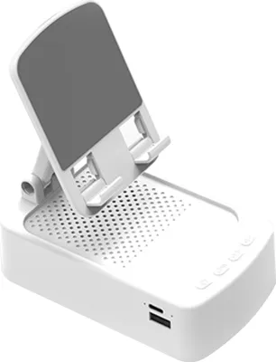 Produktbild von 3-in-1 faltbarer Handyhalter, Bluetooth-Audio/USB-Ausgang, Bluetooth 5.0, Freisprecheinrichtung mit Mikrofon, eingebauter 1500-mAh-Lithium-Akku, weiß