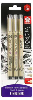 Immagine prodotto di Set di penne tecniche Sakura Pigma Micron nero - set di 3 pezzi