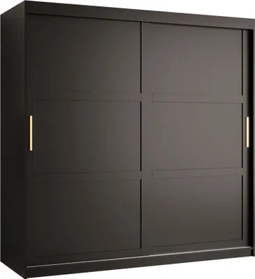 Produktbild von MIRJAN24 Kleiderschrank Riflo Ramiro 1 180, Schwebetürenschrank mit zwei Kleiderstangen, Garderobe (Farbe: Schwarz, Größe: 180 cm)