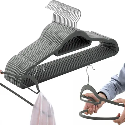 Image de Cintres maxi en velours, lot de 20, graphite