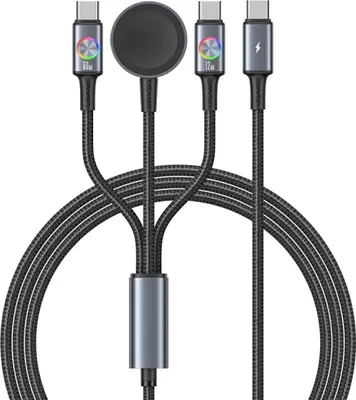 Immagine prodotto di Usams Huan Series Sj754 72W Usb-C a Usb-C cavo + Usb-C + caricabatterie wireless per orologio Tarnish