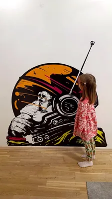 Produktbild von Decords Wandtattoo – Astronauten-Affe im Weltraum, 135 x 140 cm, Rechts