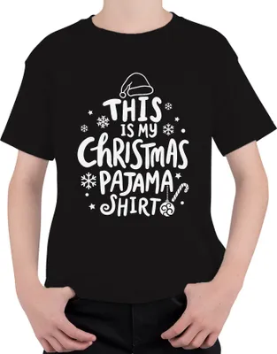 Produktbild von This is my Christmas Pajama Shirt Weiß Motiv - Weihnachten Xmas Christmas Uni Kinder T-Shirt, Schwarz, 128