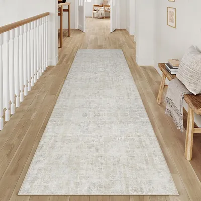 Läuferteppich 60x240 cm Beige Kurzflor Abstrakt