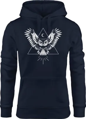 Produktbild von Kapuzenpullover Damen Eule Hoodie Neverless® navy M