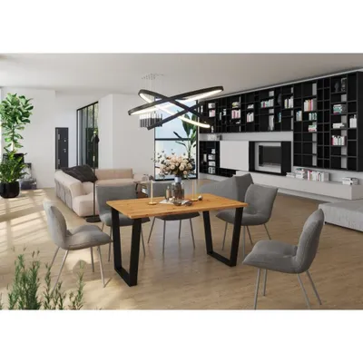 Image de Table à manger CISAR 1 – chêne artisan / noir mat