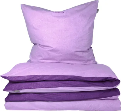 Produktbild von SCHIESSER Bettwäscheset Doubleface | Renforcé | 2-teilig | Zweifarbig | 100 % Baumwolle | YKK Reißverschluss  | 155x220cm + 80x80cm | Lila