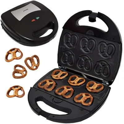 Zdjęcie produktu dla Syntrox Mini Soft Pretzel Maker Chefmaker z wymiennymi płytami do pieczenia