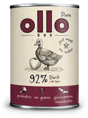 Produktbild von Nassfutter für Hunde Ollo Pure Ente mit Apfel 12x850g