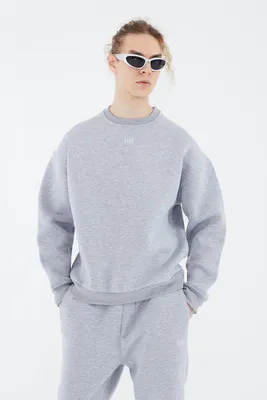 Produktbild von Basic Sweatshirt Oversize Fit Pullover Uni XS Grau-Melange