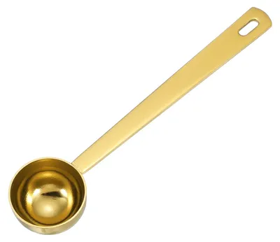 Maatlepel 10 ml, Edelstahl, gold, mit langem Griff