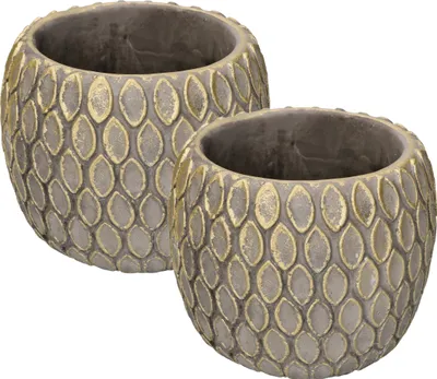 Two decorative planters are shown against a white background.
