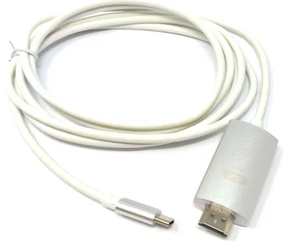 Produktbild von SYSTEM-S HDMI Kabel 200 cm 4K Standard Stecker zu USB 3.1 Typ C Stecker Weiß