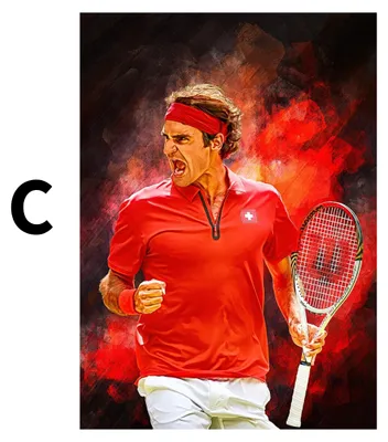 Produktbild von Poster Tennis Spieler Roger Federer · Geschenkidee · Deko Print ohne Rahmen · Motiv C · 40 × 60 cm