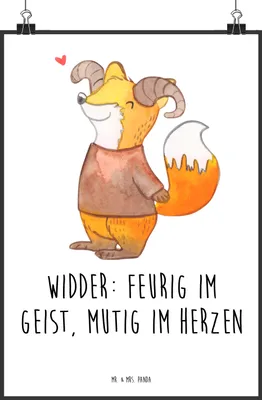 Produktbild von Mr. & Mrs. Panda Bild Widder Astologie DIN A1 - Weiß - Geschenk, Astrologie, Wandbild, drucke, Geburtstagsgeschenk, Sternzeichen, Posterdruck, Kunstdruck, wanddeko