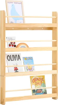 Obrázek produktu pro KMB08-N – dětská knihovna – 4 police – 80 × 118 × 12 cm – dřevo – na knihy, hračky, dekorace – nutná montáž – kávově hnědá