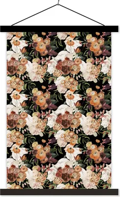 Produktbild von MuchoWow® Textilposter Blumen - Pflanzen - Farbe 40x60 cm mit schwarzem Rahmen - Wanddekorationen