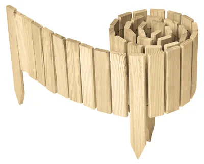 Produktbild von Garronda Beeteinfassung Holz Rollzaun Gartenzaun imprägniert Flexibler Rollborder Rasenkante  Länge: 200 cm (Natural, Höhe: 20 cm)