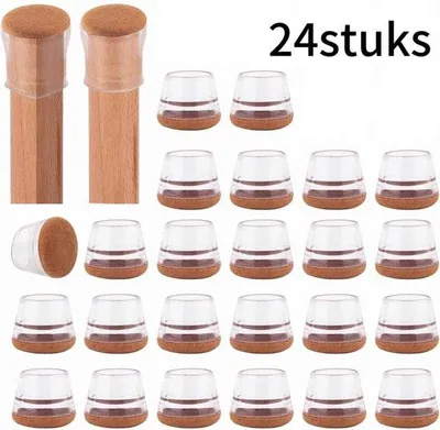 Produktbild von Stuhlbein Schutz transparent – flexible Stopper 24-29mm – Anti-Kratz Filz – Silikon Gleitschutz – geräuschdämpfend – 24 Stück – für Parkett & Fliesen