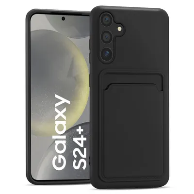 Produktbild von Conie Schutzhülle für Samsung Galaxy S24 Plus mit Kartenfach Tasche Case Cover Bumper Silikon Hülle in Schwarz
