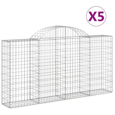 Produktbild von Gabionen mit Hochbogen 5 Stk. 200x30x100/120cm Verzinktes Eisen