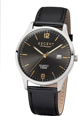 Produktbild von REGENT F-1242 Herrenuhr Edelstahl 40 mm Anthrazit Leder