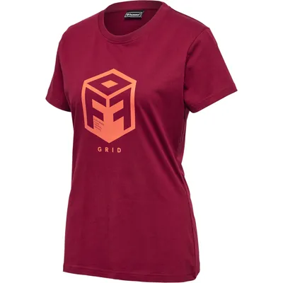 Produktbild von hummel hmlOFFGRID Baumwolle JERSEY S/S WO - RHUBARB/NASTURTIUM - S