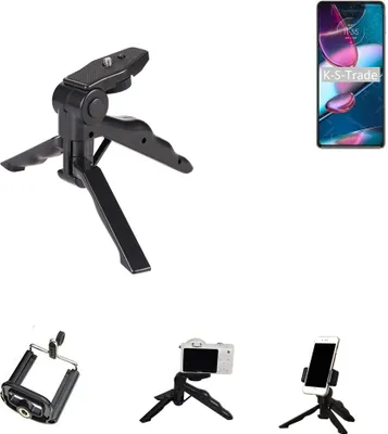Produktbild von K-S-Trade Stativ Tisch-Ständer Dreibein Handy-Stativ Ständer kompatibel mit Motorola Edge Plus 2022 Mini-Stativ Smartphone Tripod Handy-Stativ aus