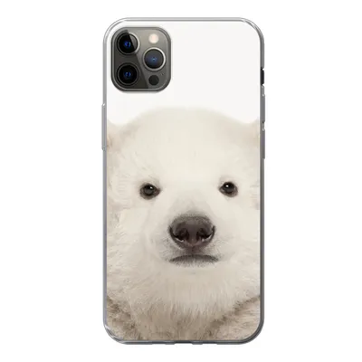 Produktbild von MuchoWow® Handyhülle Schutzhülle Hülle für iPhone 12 Pro Max Eisbär - Tiere - Weiß - Kinder - Jungen - Mädchen Silikon Softcase Handy Hülle - Hartschale