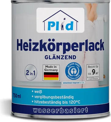 Produktbild von Plid Heizkörperlack LH 0,75L für ca. 9m², Weiß Glänzend / hitzebeständiger Lack bis 80°