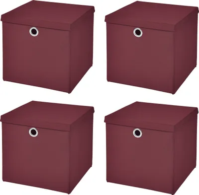 Produktbild von 4 Stück Burgundy Faltbox 28 x 28 x 28 cm Aufbewahrungsbox faltbar mit Deckel
