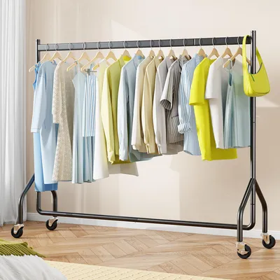 Produktbild von HOKEEPER Schwerlast Kleiderständer auf Rollen,Kleiderstange kleiderstangen für Hängende Fahrbarer Klamotten  Closet Garderobe Rack, 152x46x152cm