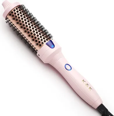 Produktbild von K&K Thermobürste, Keratin Thermal Brush Protect, beheiztes Fass, heiße Haarbürste, ionisch glättend, Volumen Kamm, Haarglätter und Lockenwickler